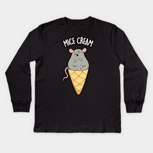 Mice Cream Funny Animal Pun Kids Long Sleeve T-Shirt